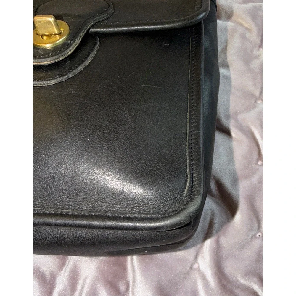 Vtg Coach Murphy Blk‎ Leather Bag Crossbody Turnlock Brass Classic 9930 Mini